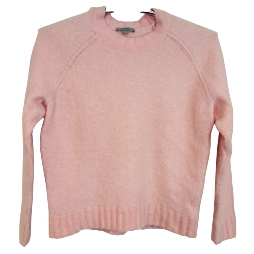 COS Soft Pink Crew Neck Wool Blend Sweater